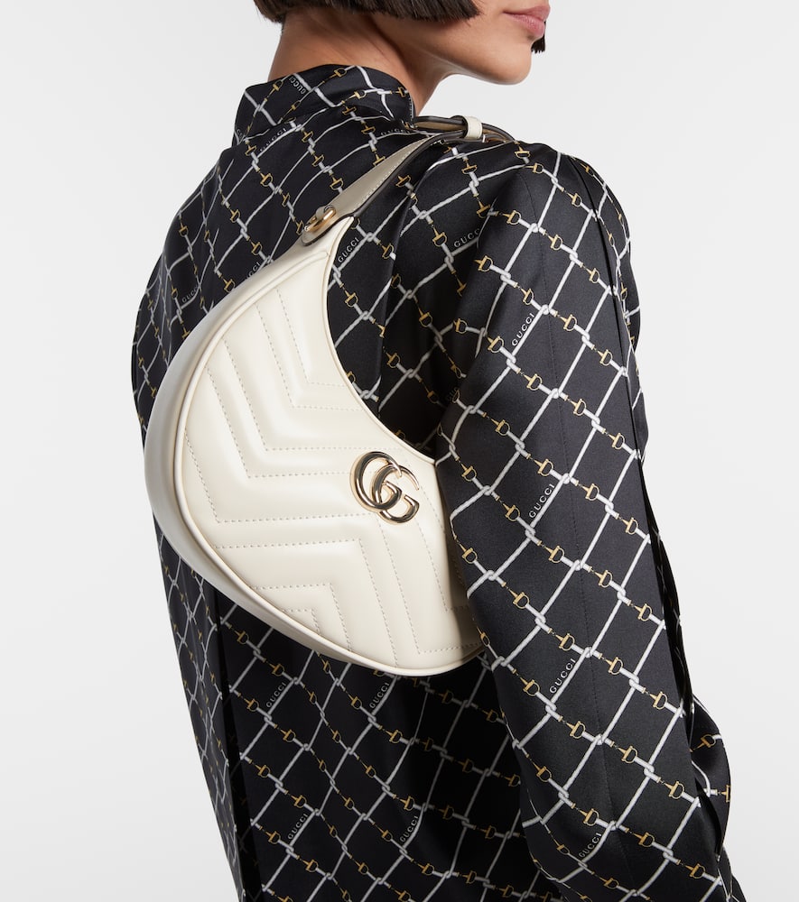 Gucci Gg Marmont Mini Leather Shoulder Bag In White