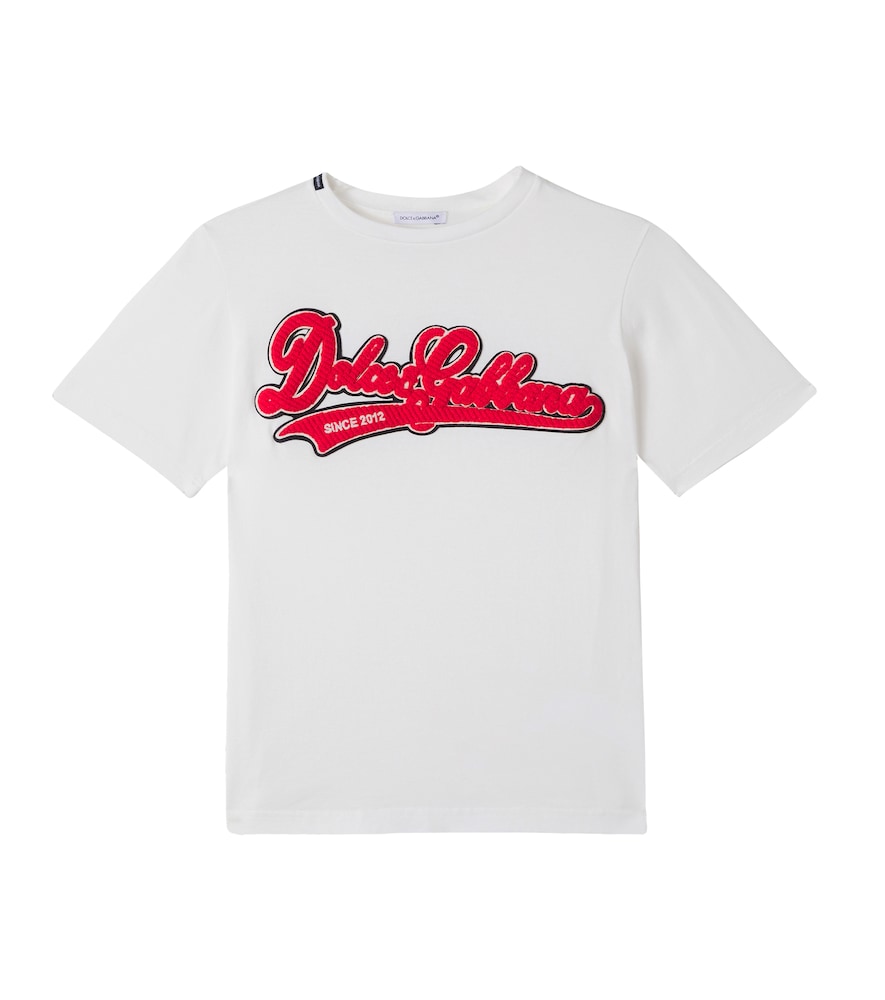 Dolce&Gabbana Kids White Logo Embroidered Cotton T-Shirt Y Size 2 - Mytheresa