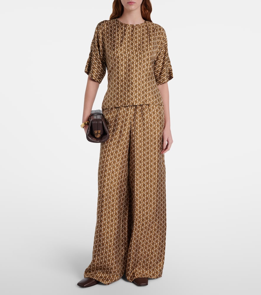Max Mara Clarino printed silk twill palazzo pants