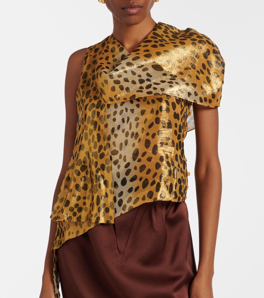 Silk-Blend Lamé Top