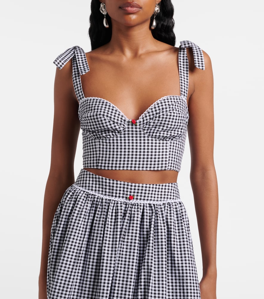Alba Gingham Cotton Poplin Crop Top