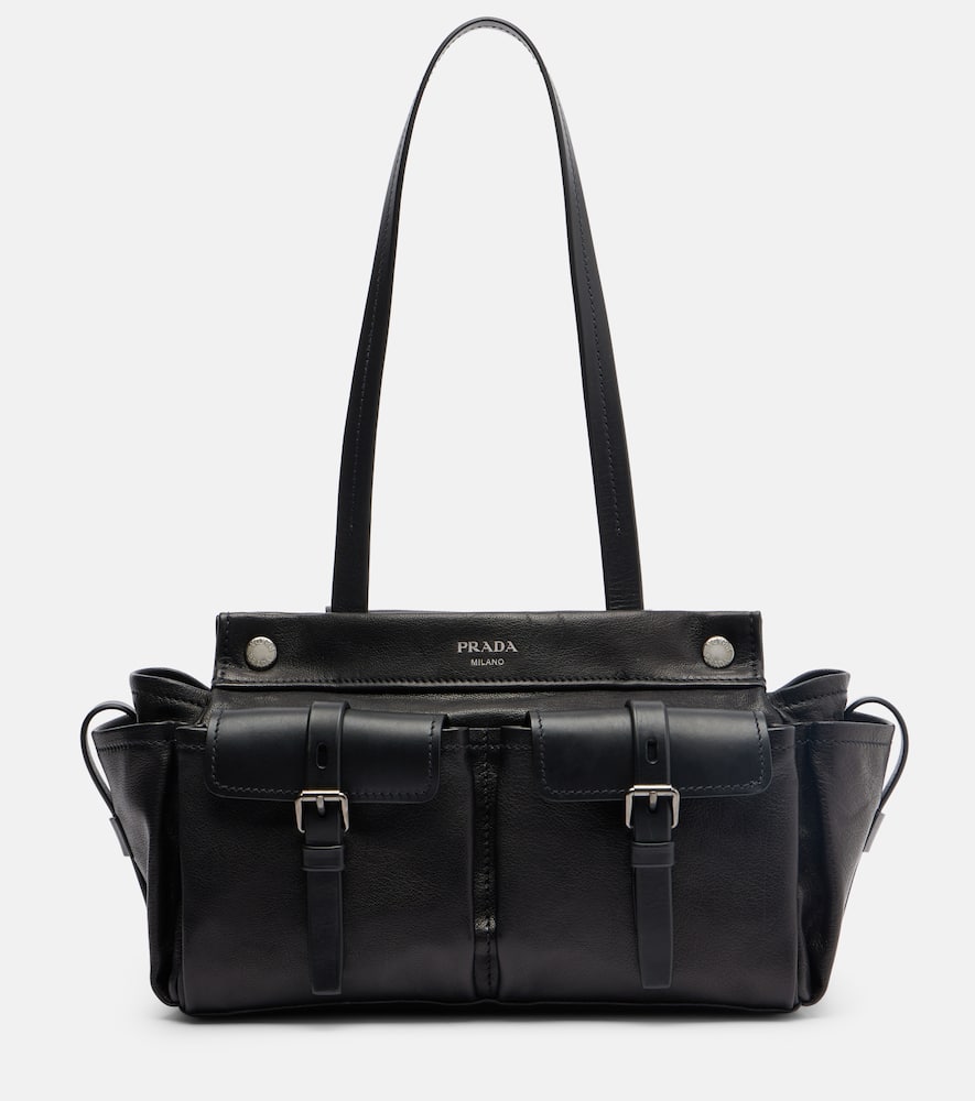 Prada Route Leather Tote Bag In Black