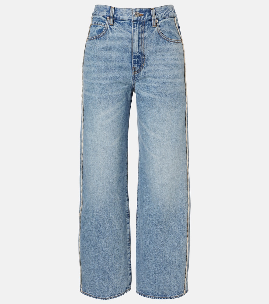 Frame Crochet Bow cropped wide-leg jeans