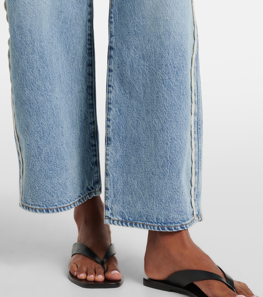  Frame Frame Crochet Bow Cropped Wide-leg Jeans 