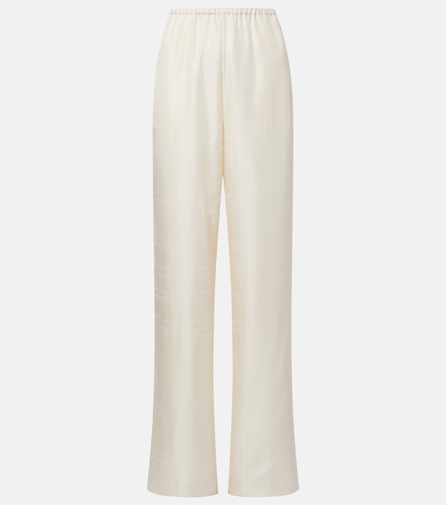 Toteme Embroidered silk satin pajama pants