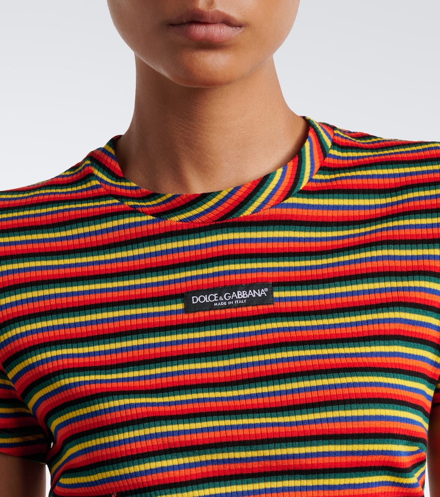 Dolce&Gabbana Cropped Striped Cotton T-Shirt