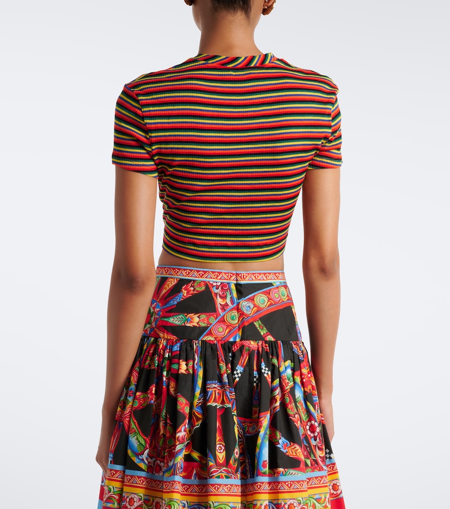 Dolce&Gabbana Cropped Striped Cotton T-Shirt