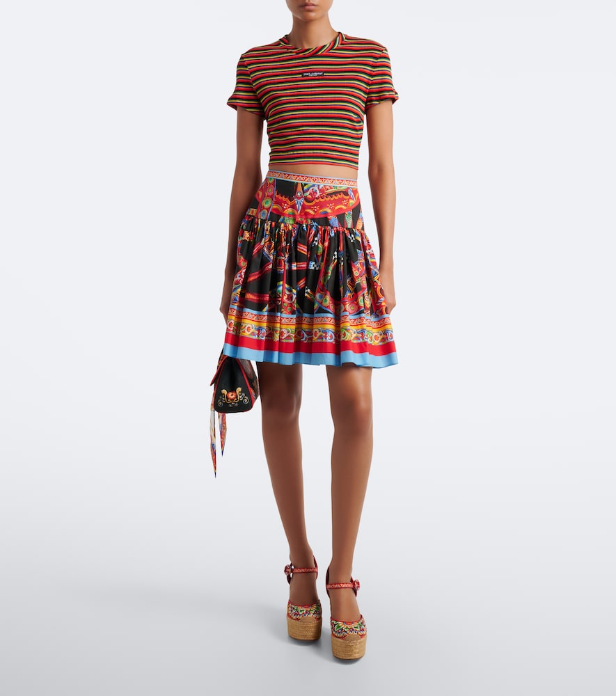 Dolce&Gabbana Cropped Striped Cotton T-Shirt