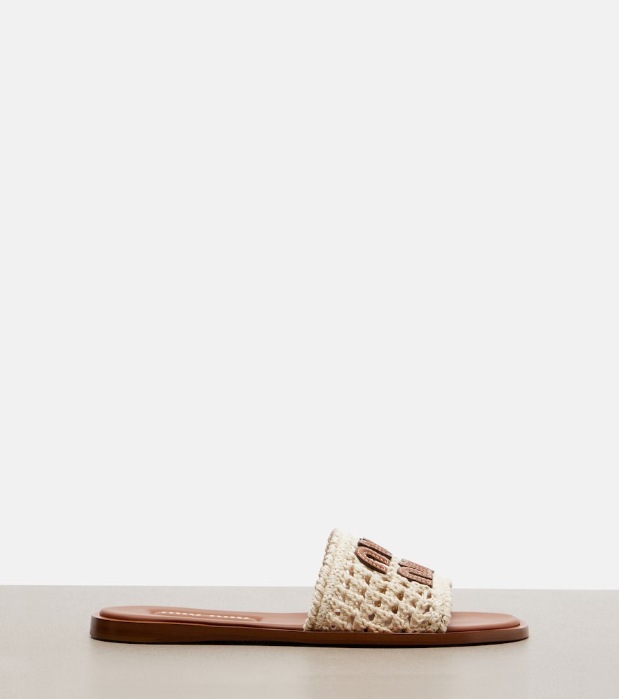  Miu Miu Miu Miu Gehäkelte Pantoletten Mit Leder 