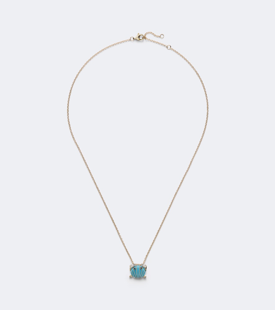 Yvonne Léon Collana Crabe Coquillage in oro 9kt con turchesi e diamanti