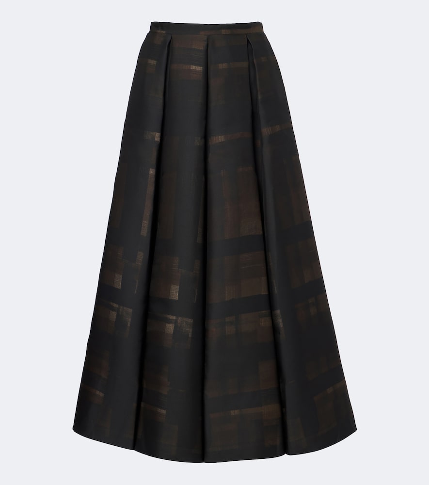 Sylvane Checked Pleated Mikado Midi