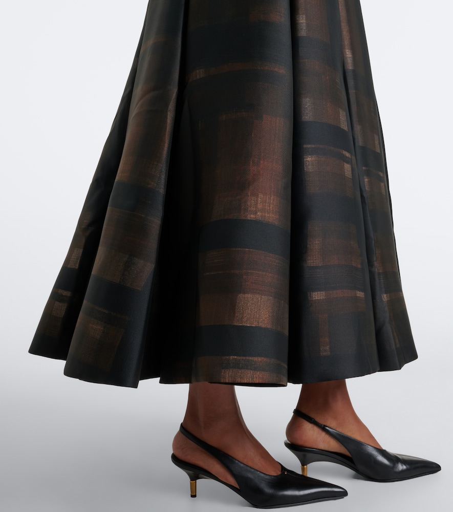 Sylvane Checked Pleated Mikado Midi