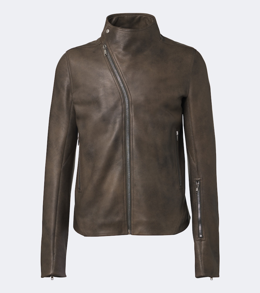 Rick Owens Release Leather Biker Jacket In Grau