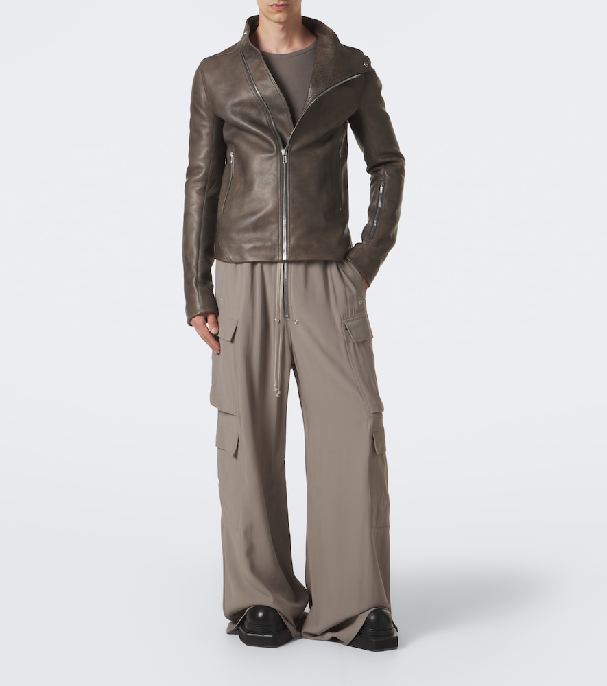 Rick Owens Release Leather Biker Jacket In Grau