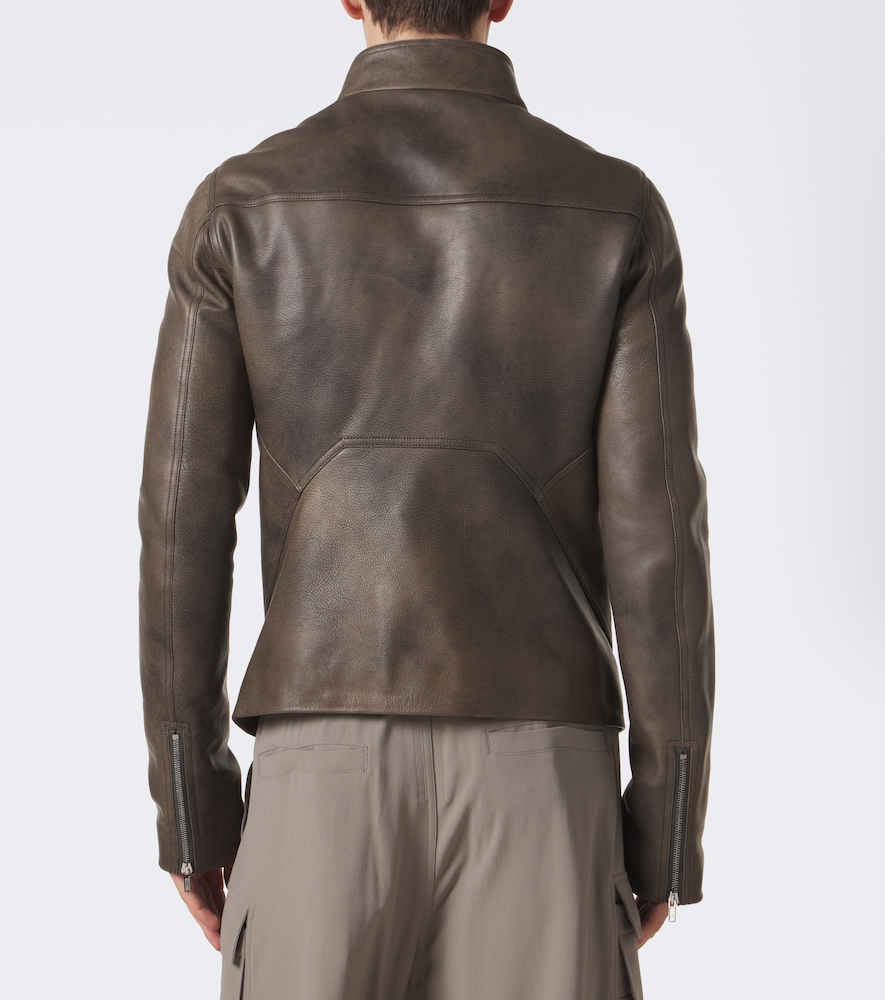 Rick Owens Release Leather Biker Jacket In Grau