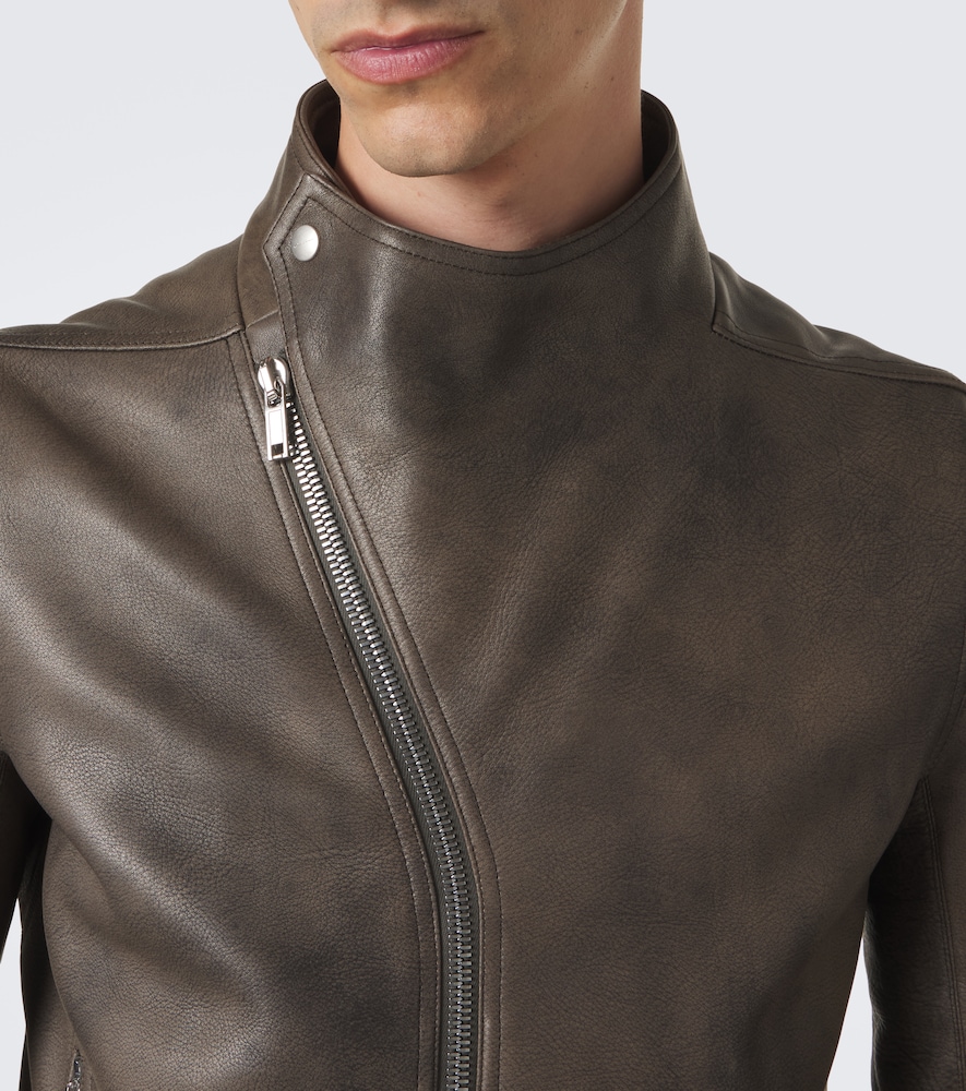 Rick Owens Release Leather Biker Jacket In Grau