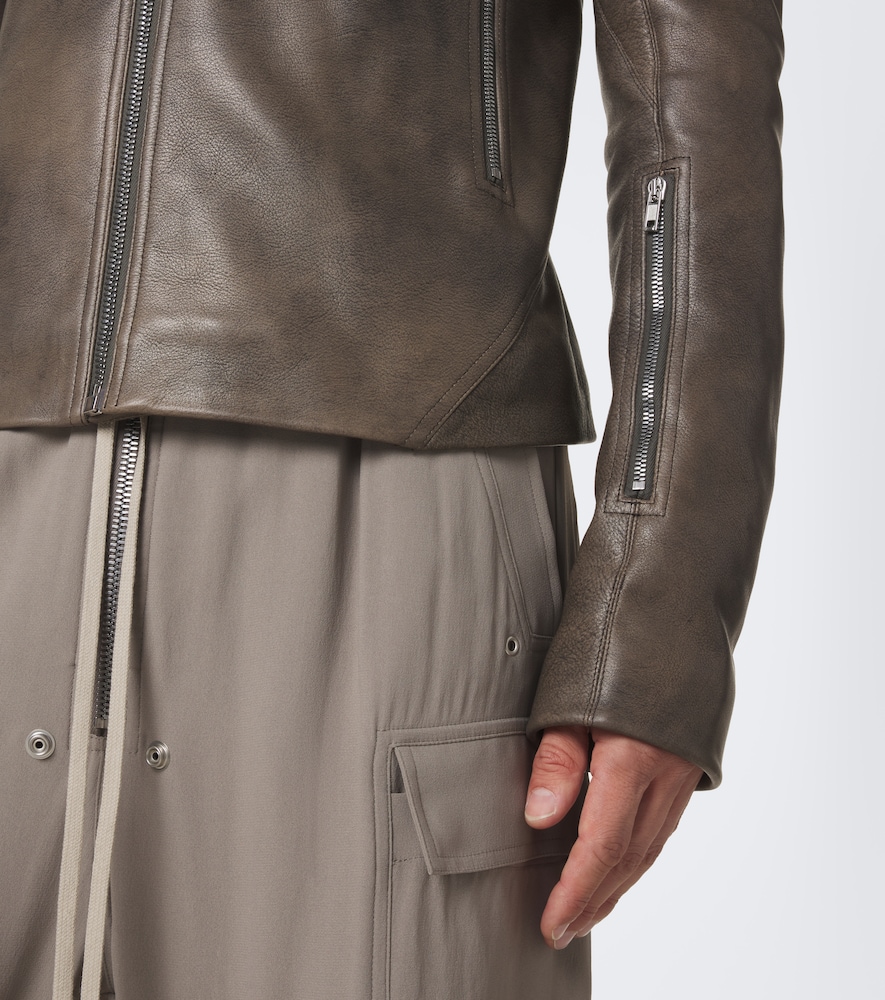 Rick Owens Release Leather Biker Jacket In Grau