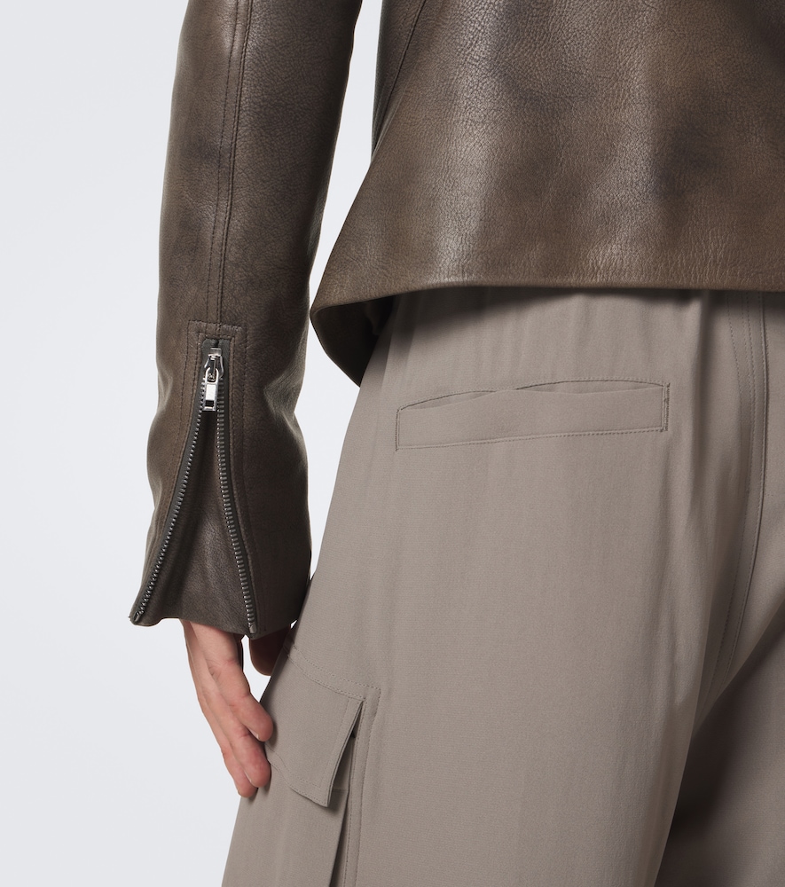 Rick Owens Release Leather Biker Jacket In Grau