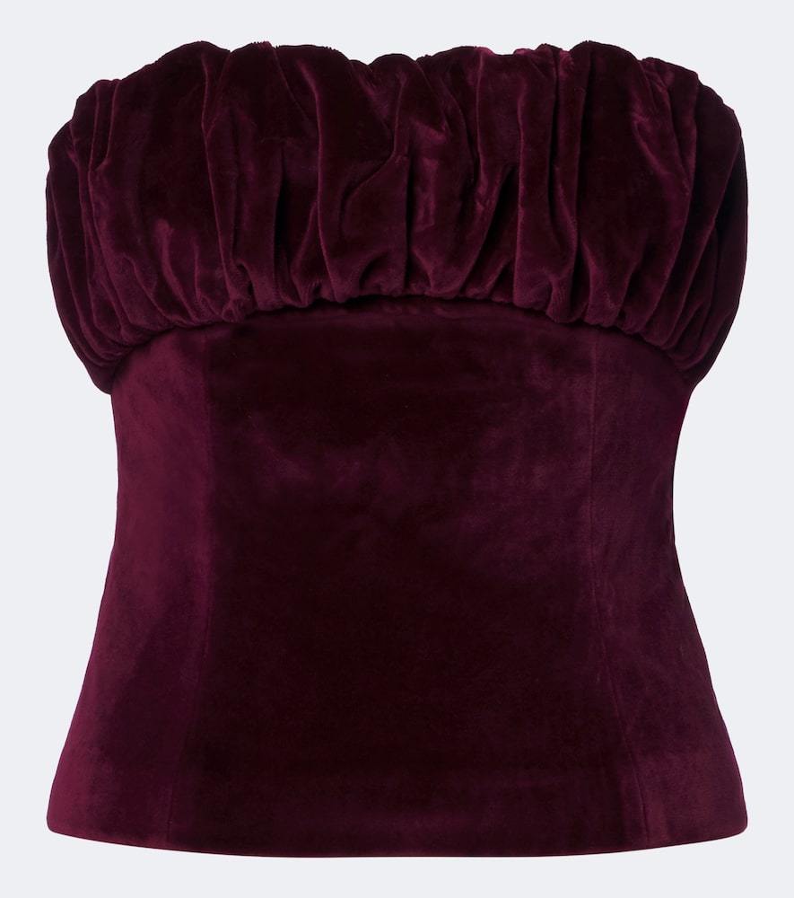 Posse Maria Cotton Velvet Tube Top In Burgundy