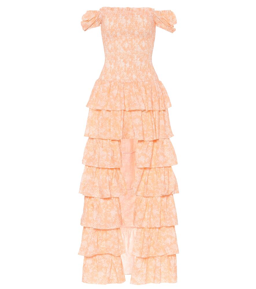 CAROLINE CONSTAS MALTA OFF-SHOULDER COTTON MAXI DRESS