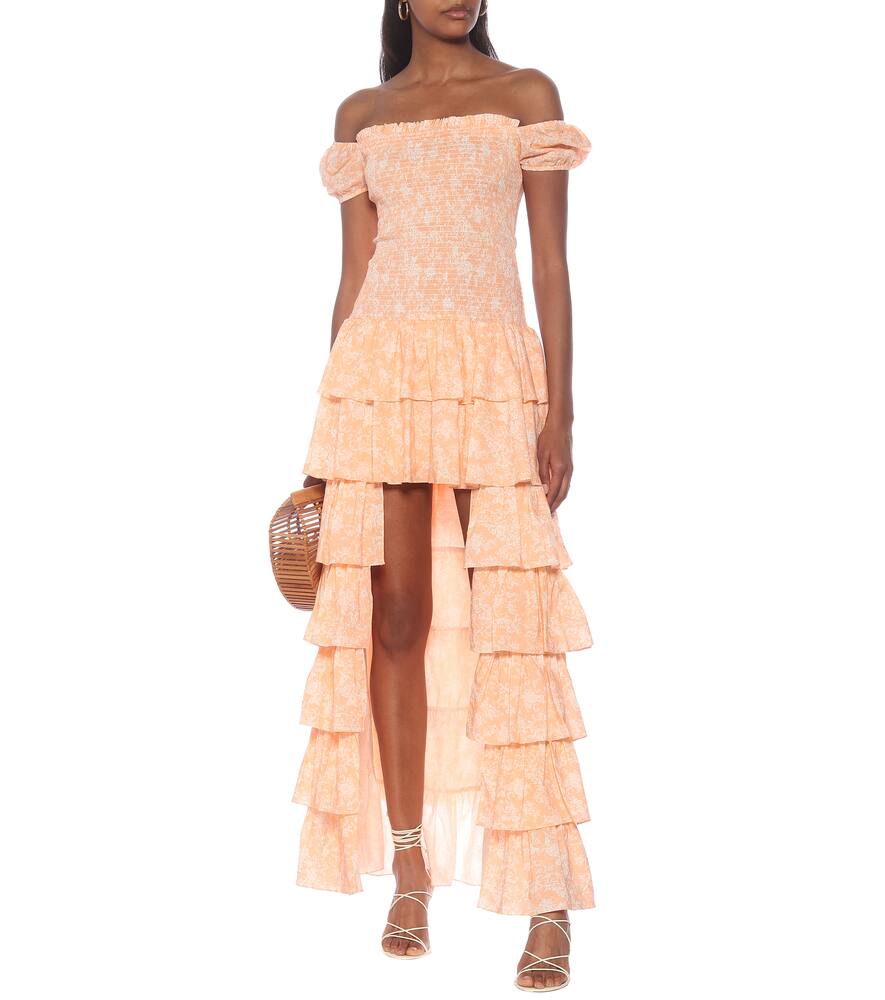 CAROLINE CONSTAS MALTA OFF-SHOULDER COTTON MAXI DRESS