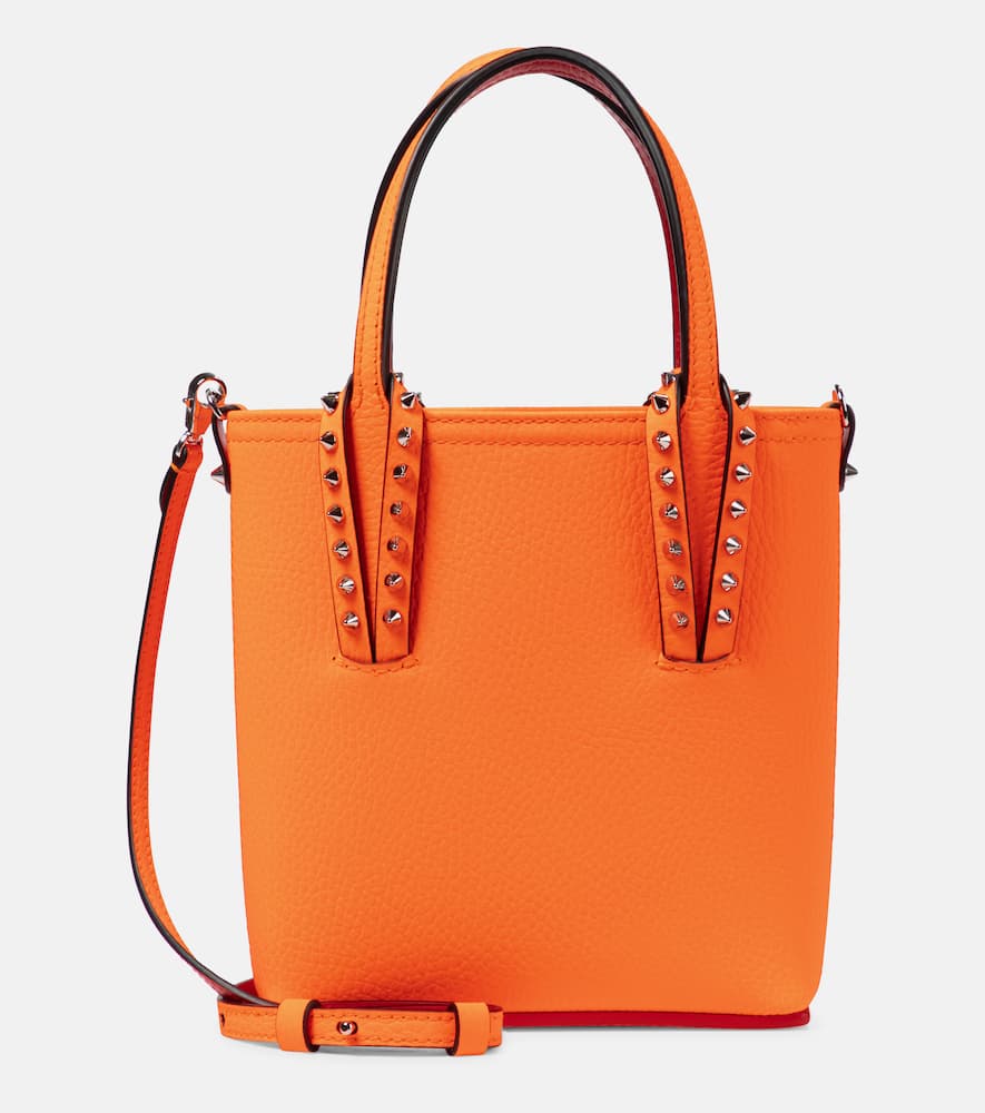 Click to view more detailed imagery on our partner's website Christian Louboutin Cabata N/s Mini Desert Leather Tote Bag In Orange