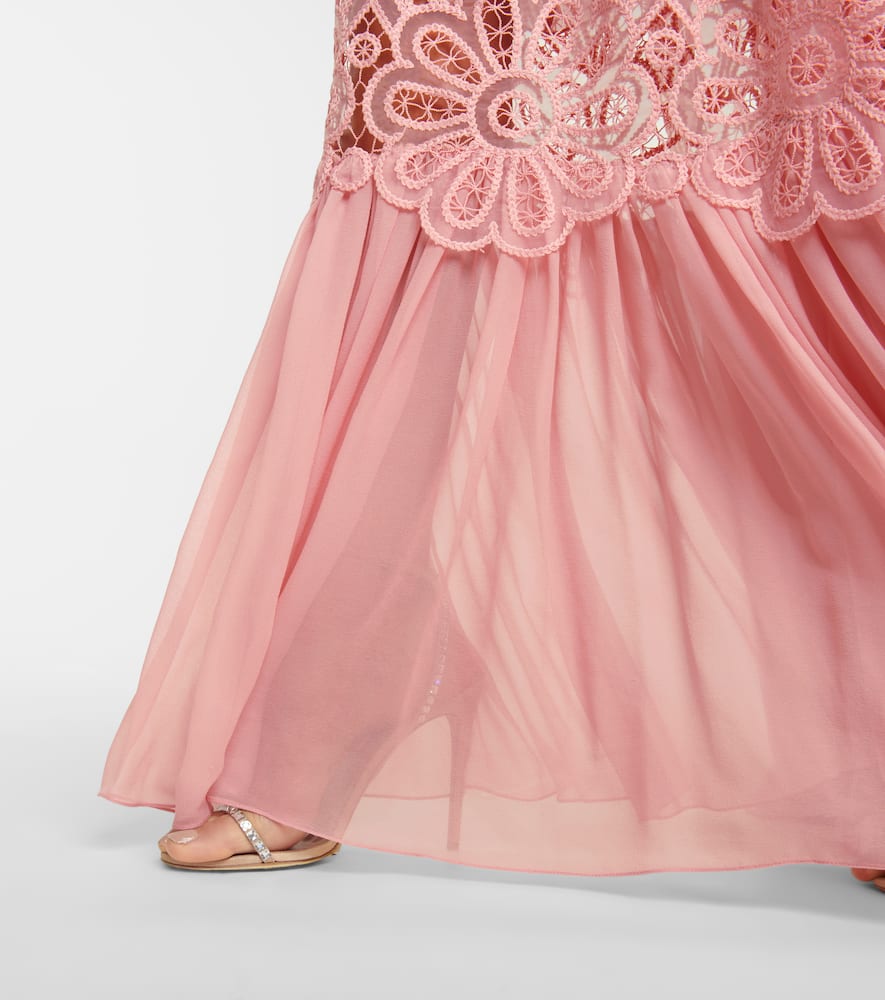 COSTARELLOS MYLA SILK-BLEND CHIFFON GOWN,P00546685