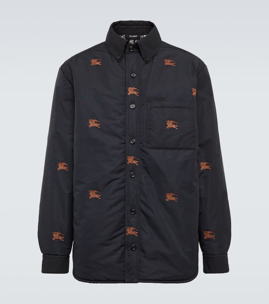 Burberry Logo Embroidered Overshirt In Black