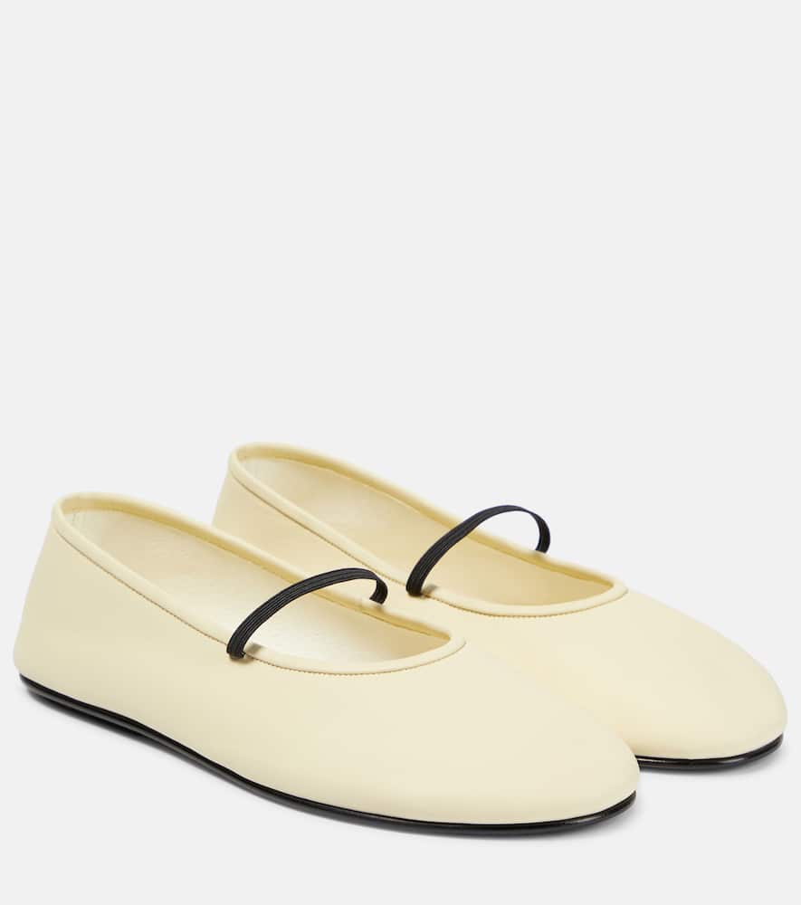 The Row Nappa Leather Ballet Slippers In White