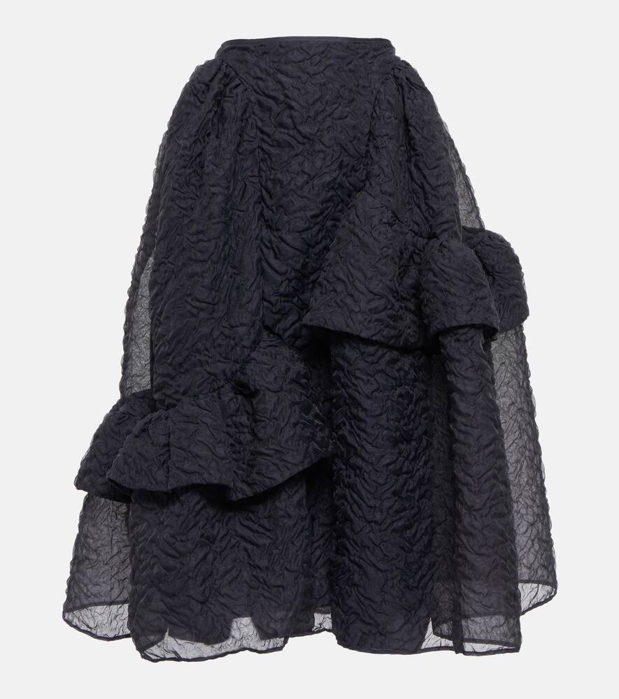 Cecilie Bahnsen Textured Tiered Midi Skirt In Navy Blue