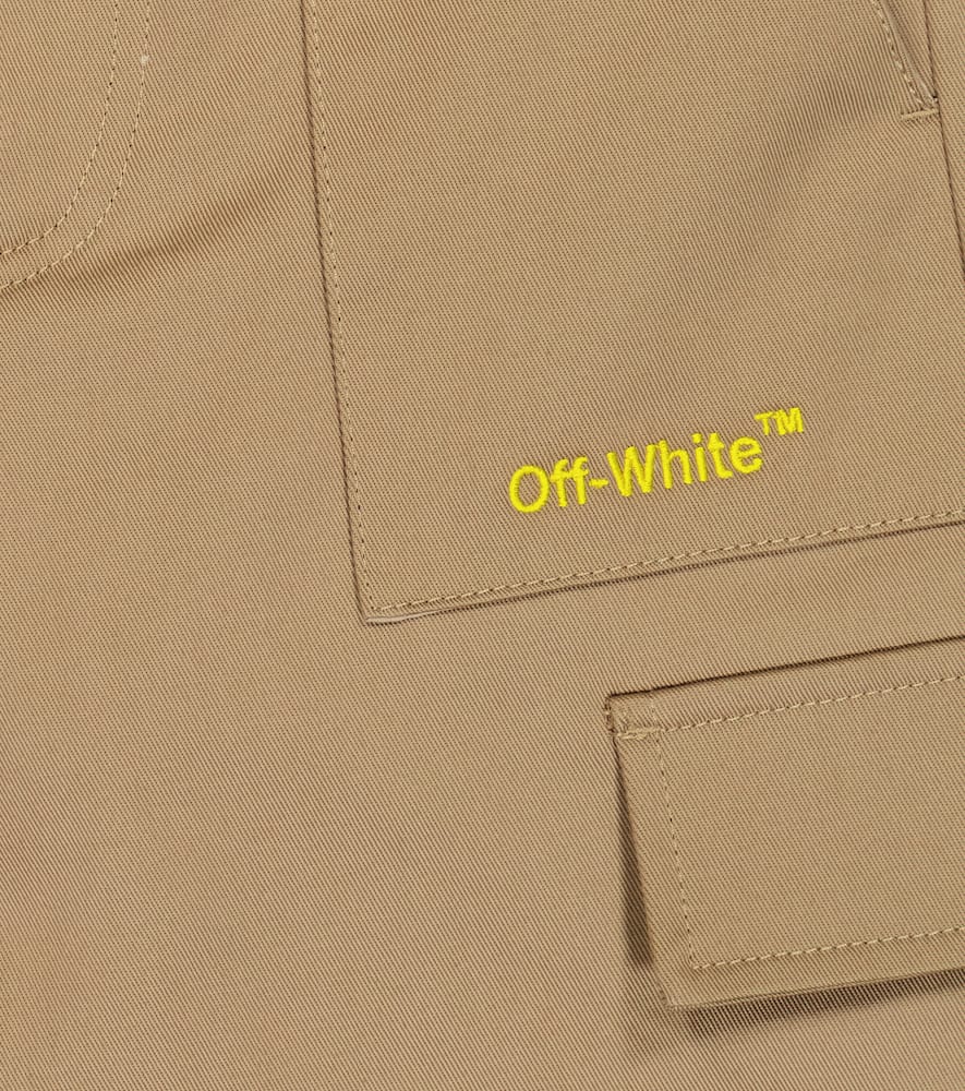 Off-white Helvetica Cotton Cargo Shorts In Khaki