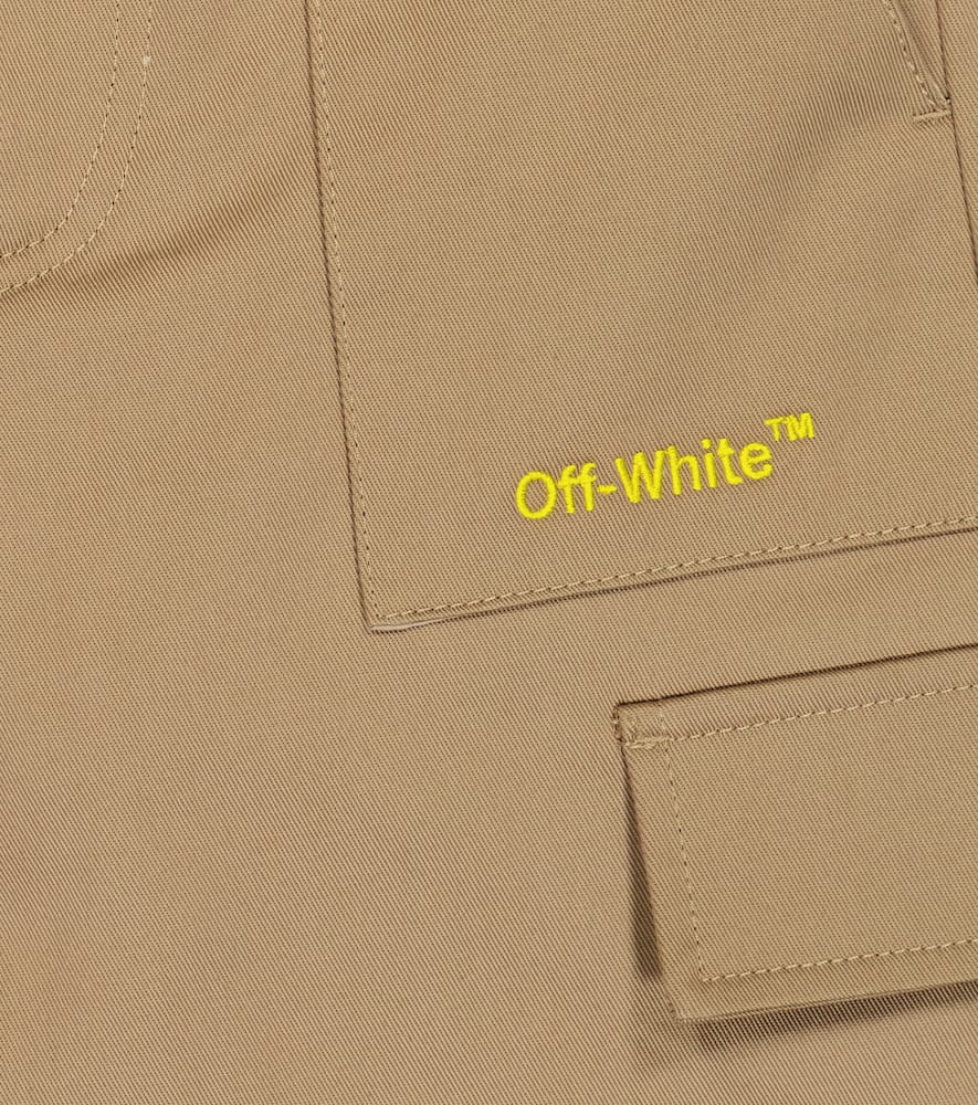 Shop Off-white Helvetica Cotton Cargo Shorts In Khaki