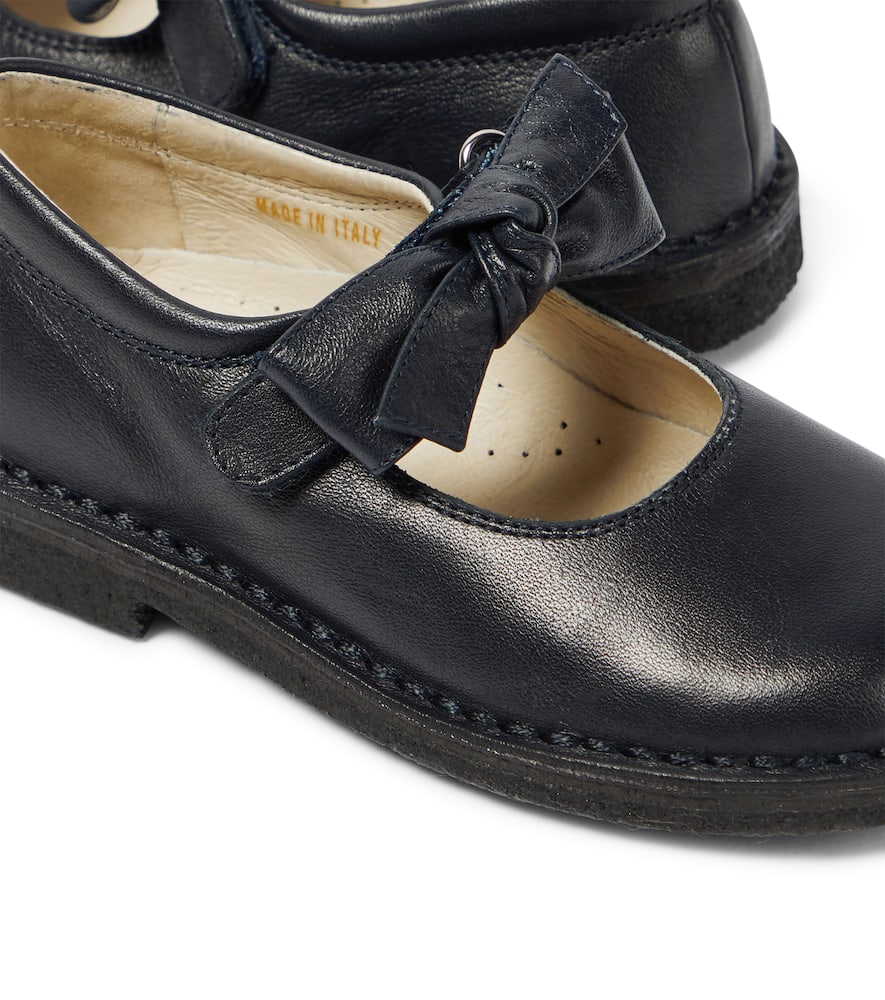 Il Gufo Bow-detail Leather Ballet Flats In Black