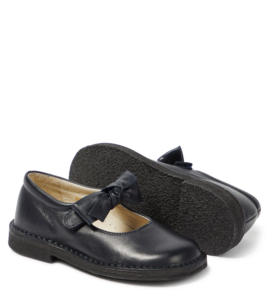 Il Gufo Bow-detail Leather Ballet Flats In Black