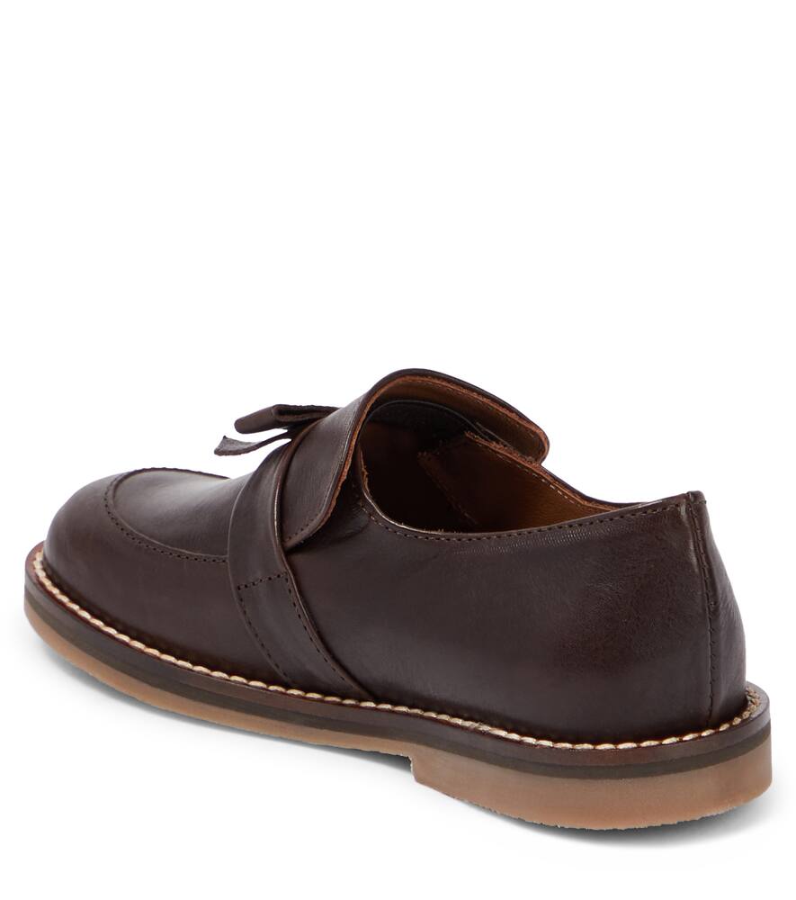 Shop Pèpè Bow-detail Leather Loafers In Brown