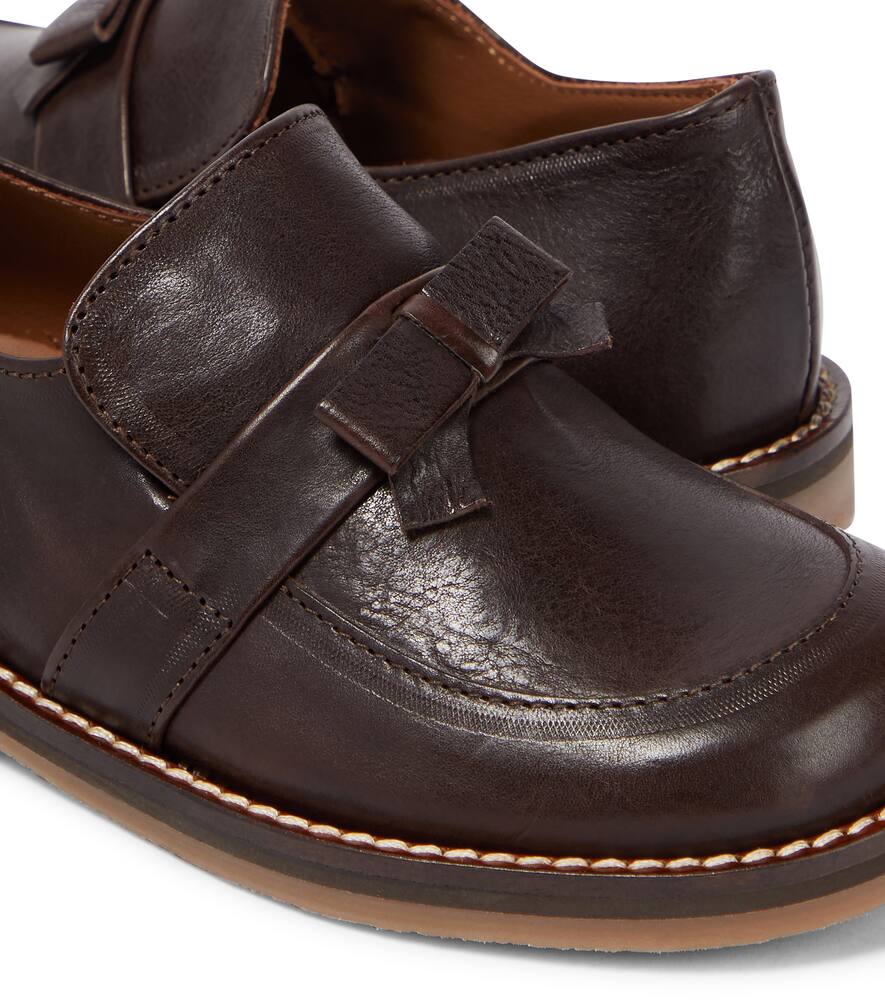 Shop Pèpè Bow-detail Leather Loafers In Brown