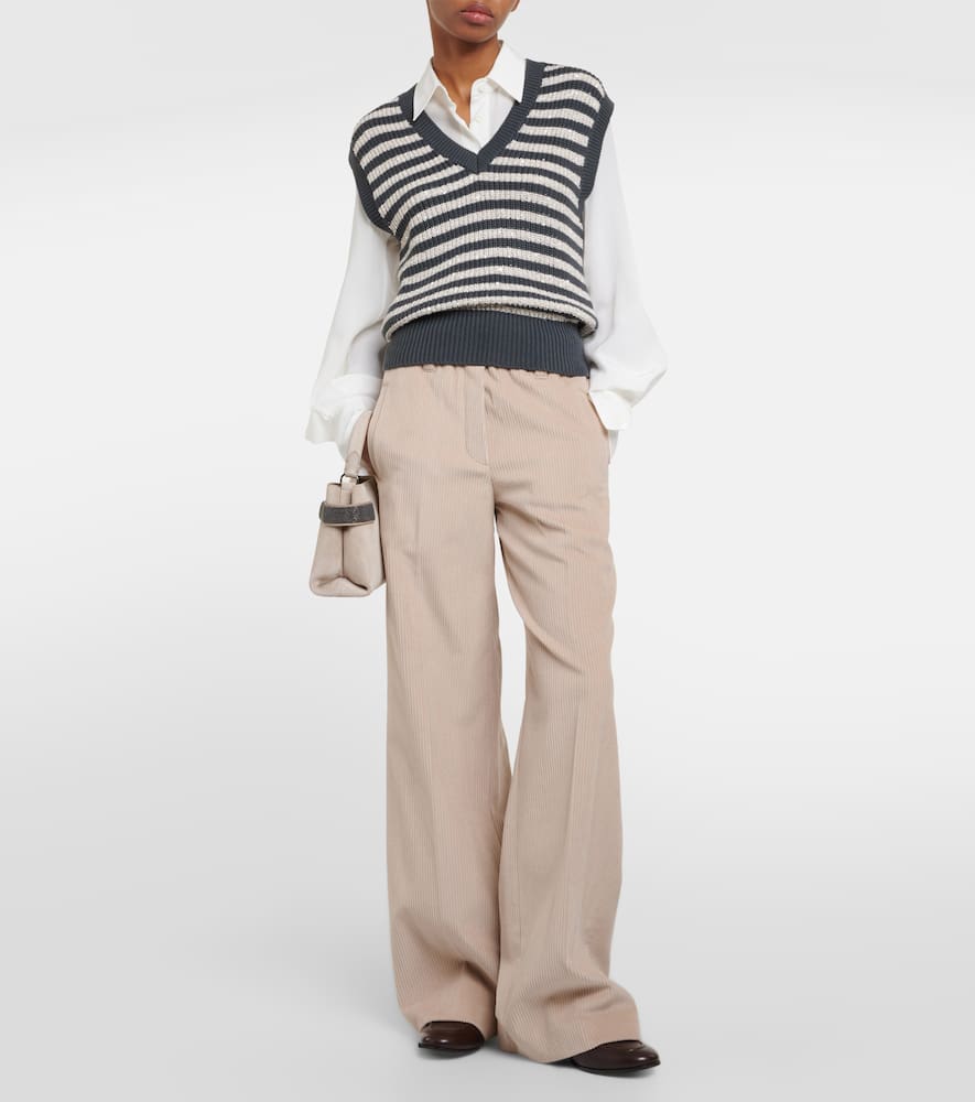 Brunello Cucinelli Cotton Corduroy Wide-leg Pants In Brown
