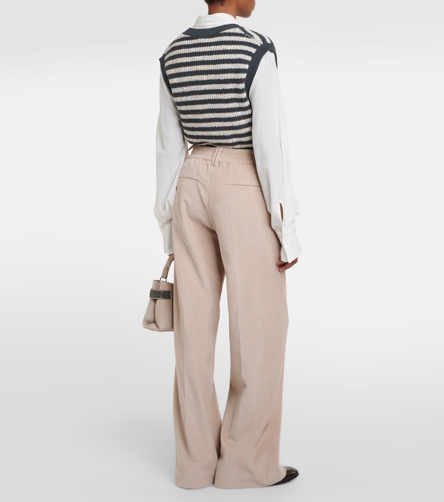 Brunello Cucinelli Cotton Corduroy Wide-leg Pants In Brown