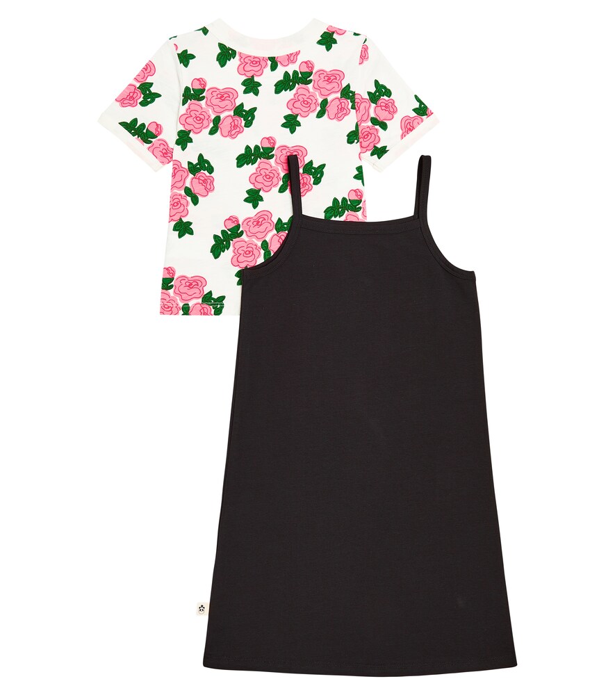  Mini Rodini Mini Rodini Roses Cotton Jersey T-shirt And Dress Set 