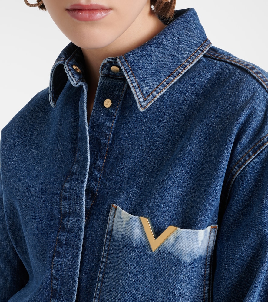 Valentino Valentino Vgold Distressed Denim Shirt 