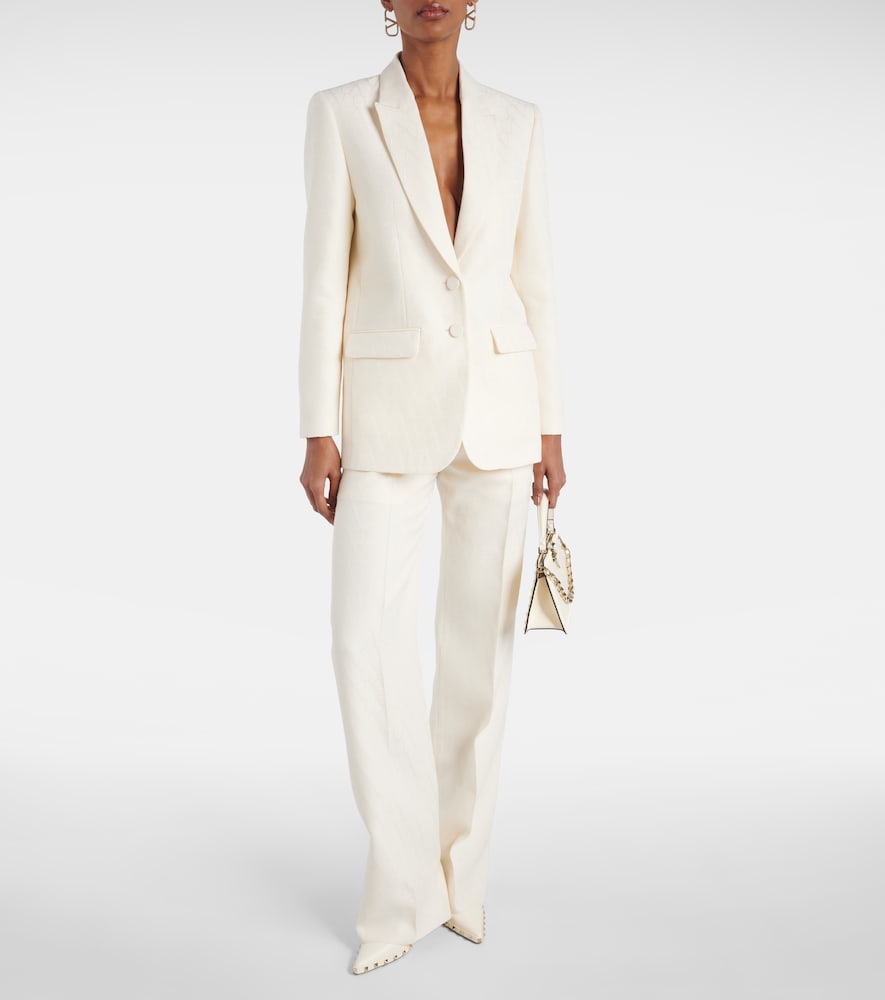 Valentino High-rise wool and silk wide-leg pants