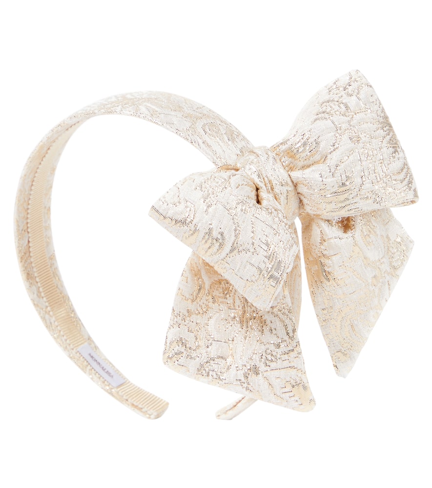 Monnalisa Bow-detail Lamé Brocade Headband In Oro