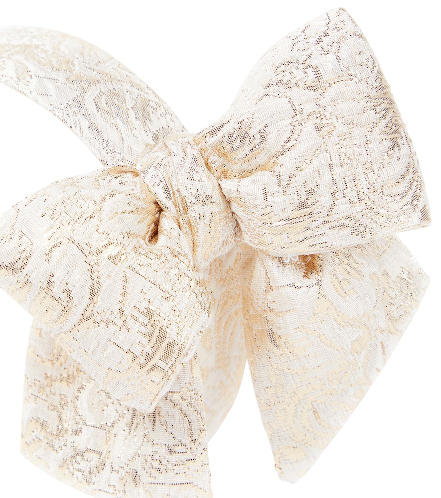 Monnalisa Bow-detail Lamé Brocade Headband In Oro