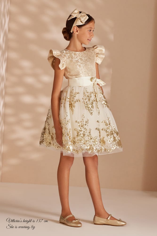 Monnalisa Bow-detail Lamé Brocade Headband In Oro