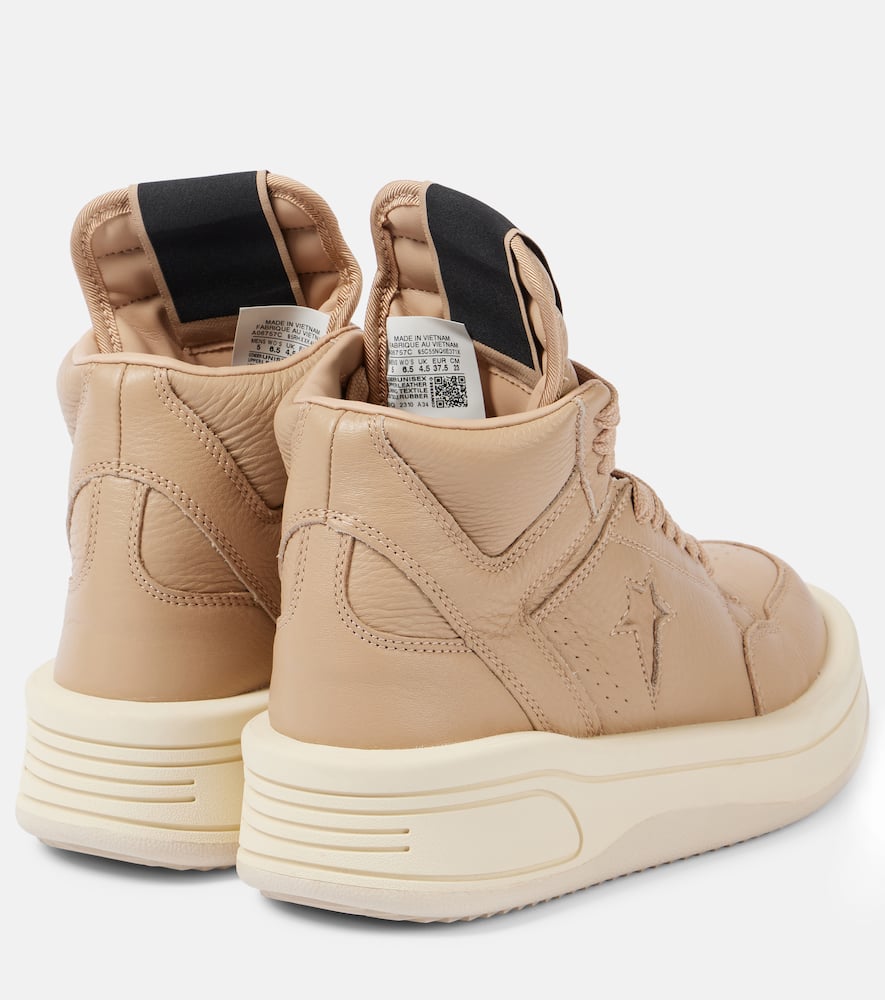 Shop Rick Owens X Converse Turbowpn Leather Platform Sneakers In Beige