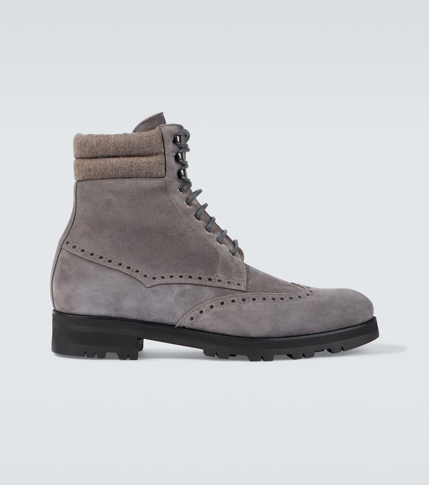 Sapele suede lace-up boots