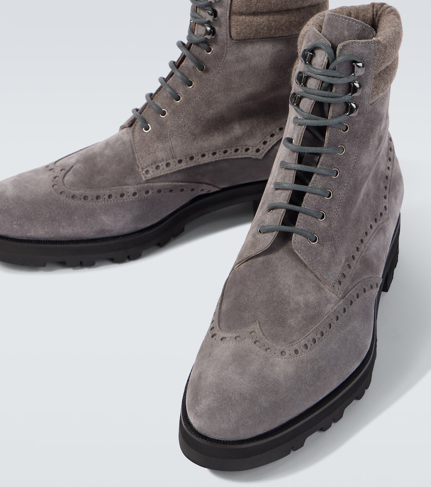 Manolo Blahnik Sapele Leather Lace-up Boots In Grey