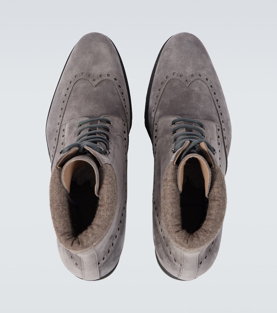 Manolo Blahnik Sapele Leather Lace-up Boots In Grey