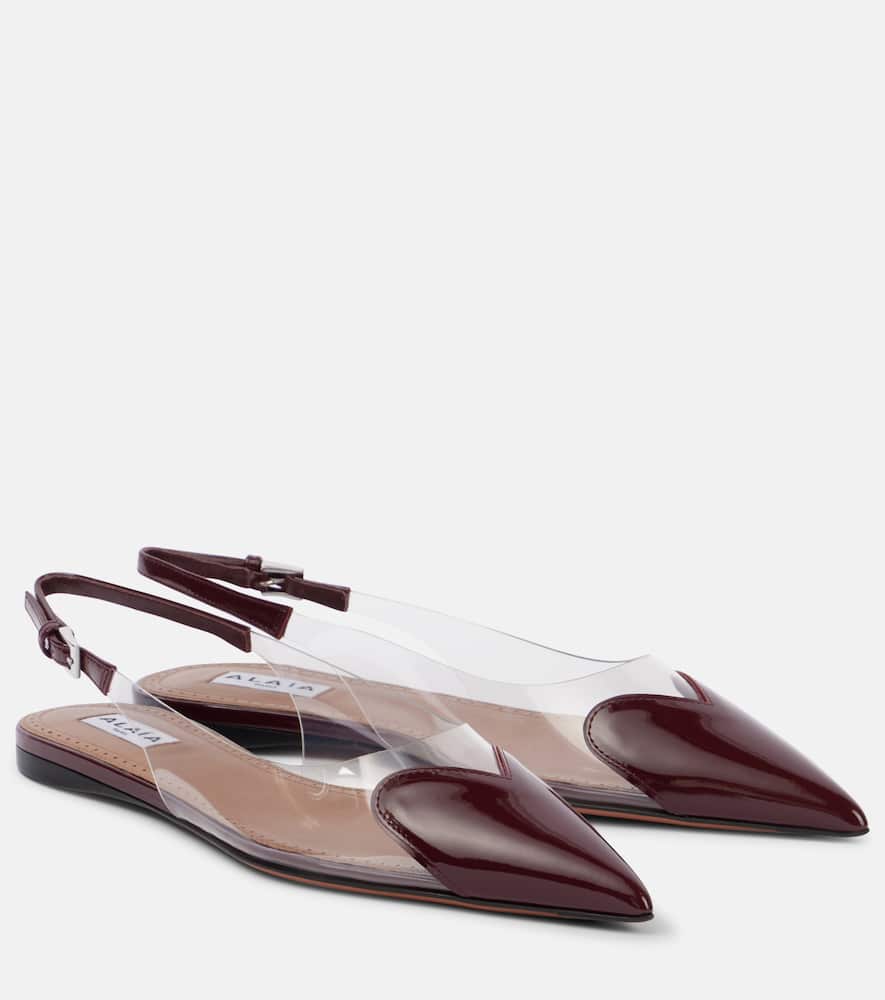 Alaïa Le Caur Pu And Patent-leather Slingback Point-toe Flats In Burgundy