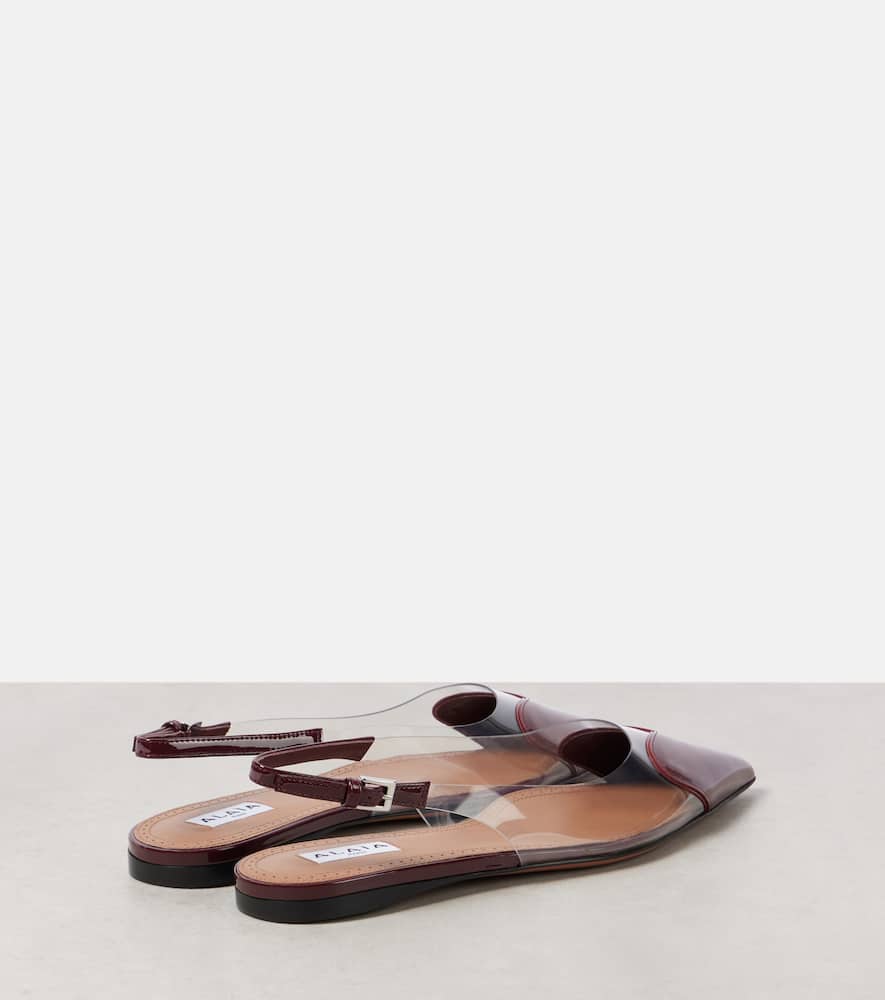 Alaïa Le Caur Pu And Patent-leather Slingback Point-toe Flats In Burgundy